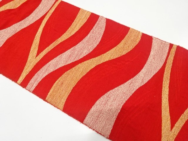 JAPANESE KIMONO / NAGOYA OBI / TSUMUGI / WOVEN WAVY STRIPE 